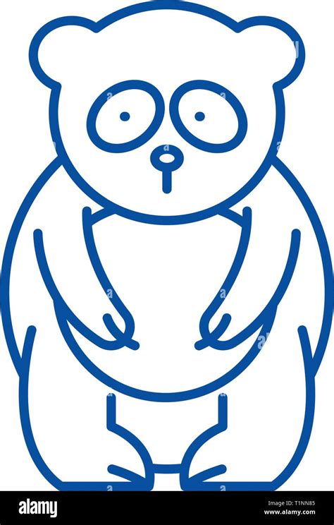 Panda Bear Line Icon Concept Panda Bear Flat Vector Symbol Sign