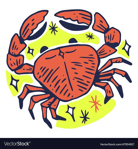 Cancer Crab Zodiac Sign Color Stroke Royalty Free Vector