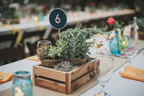 Succulent Centerpieces In Wooden Crate