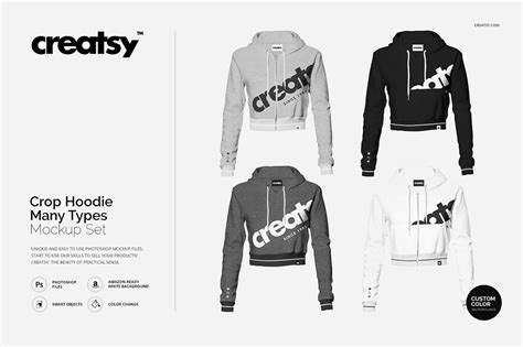 Download Crop Hoodie Many Types Mockup Set ~ Product Mockups ...