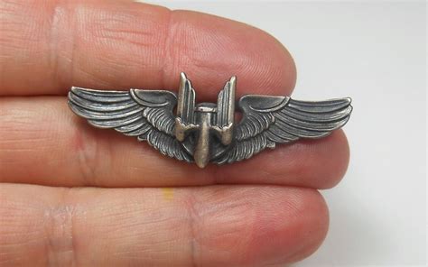 Sterling Silver 234 Antique Ww2 Wwii Era Us Bomber Wings Medal Pin
