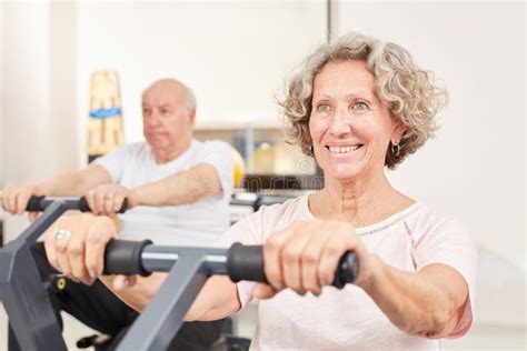 Happy Senior Woman Is Exercising Fitness Stock Photo Image Of Patient