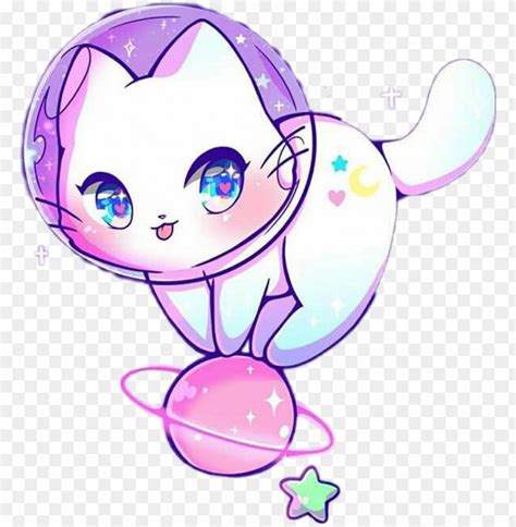Kawaii Cat Neko Nya Space Astronaut Multicolor Cat In Space Drawi Png