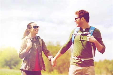 premium photo travel hiking backpacking tourism and people concept happy couple with