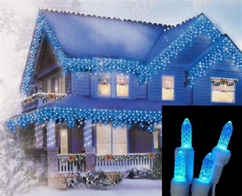 Set Of 70 Blue Led M5 Icicle Christmas Lights White Wire Walmart