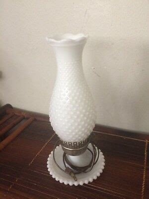 Vintage Hobnail Milk Glass Lamp Way White Two Shades Large Globe Hurricane Ebay Milk Glass