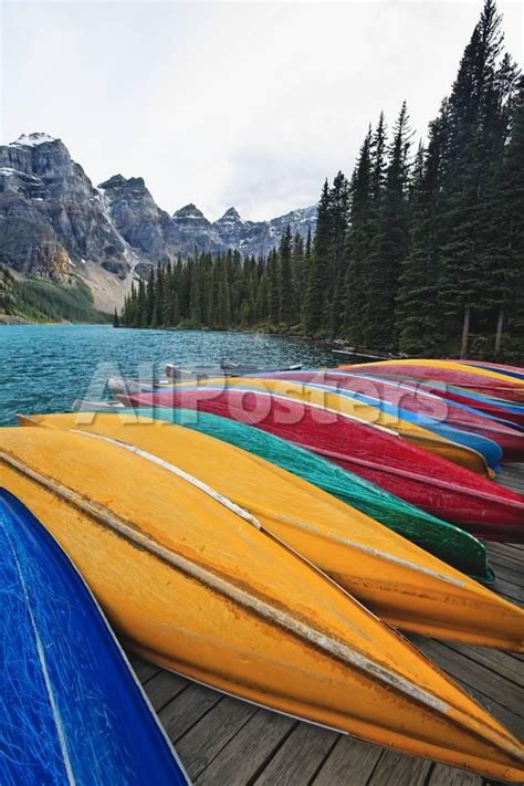 Canoes On A Dock Moraine Lake Canada Transportation Photographic
