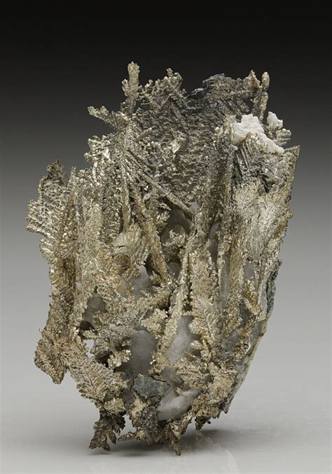 Native Silver with Acanthite on Calcite
