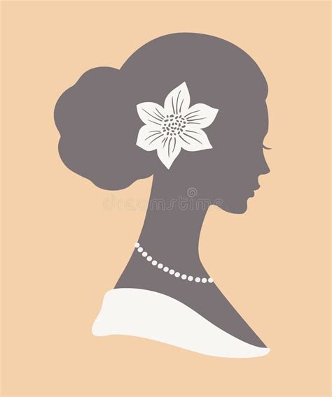 Silhouette Of A Women In Wedding Hairstyle Vector Illustration Stock