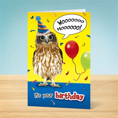 Birthday Card Woohoo Owl Garlanna Greeting Cards