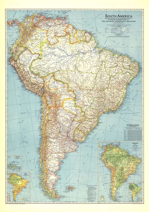 South America 1942 Wall Map By National Geographic Mapsales