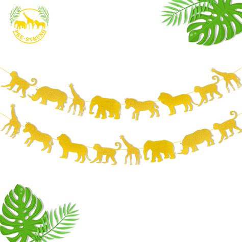 Buy Jungle Safari Animal Banner Gold Glitter Zoo Garland Baby Shower