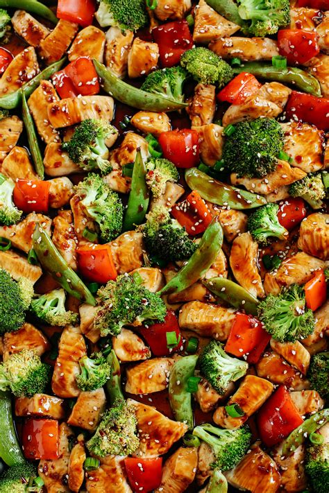 You are also more easily able to calculate the calorie count because you have cooked the food yourself. Sheet Pan Sesame Chicken and Veggies - Eat Yourself Skinny