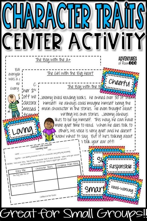Character Traits Center Character Trait Worksheets Teaching
