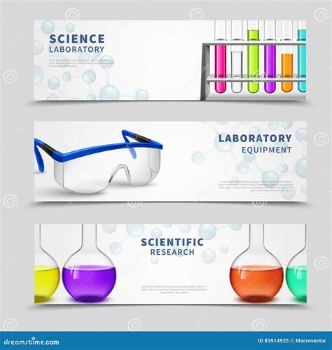 Laboratory Science Banners Set Stock Vector Illustration Of