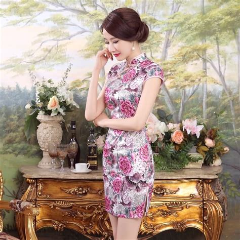 Short Length Acrylic Fabric Cheongsam Qipao Chinese Dress Lgd11 02