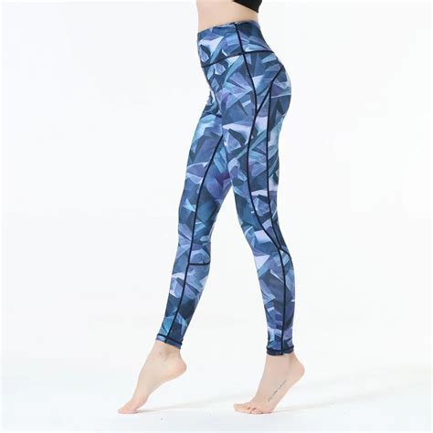 3D Yoga Pants Sexy Tall Waist Stretched Gym Clothes Blue White Printed