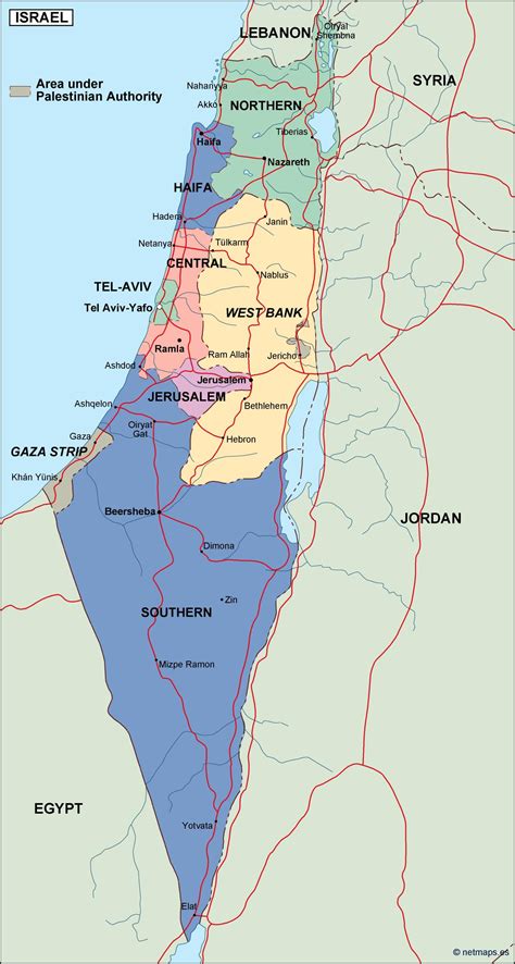 Israel Political Map Eps Illustrator Map