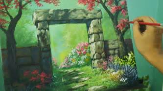 Acrylic Landscape Painting Tutorial Gateway To Flower Garden By Jm