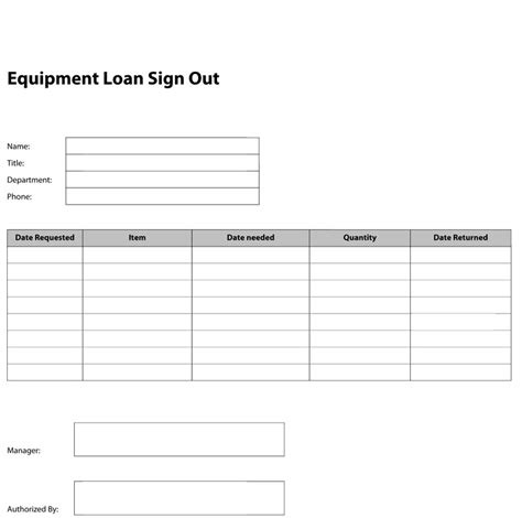 Equipment Sign Out Sheet Template Free Collection