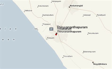 8° 29' 7.8 north, 76° 56' 57.3 east. Thiruvananthapuram Location Guide