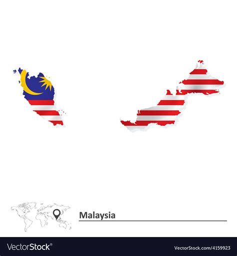 Map Of Malaysia With Flag Royalty Free Vector Image