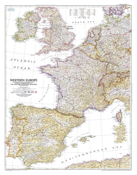Western Europe 1950 Wall Map By National Geographic Mapsales