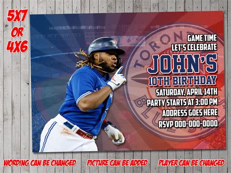 Toronto Blue Jays Digital Party Invitation Invite Flyer Thank You
