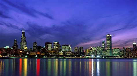Chicago Skyline At Night Cities