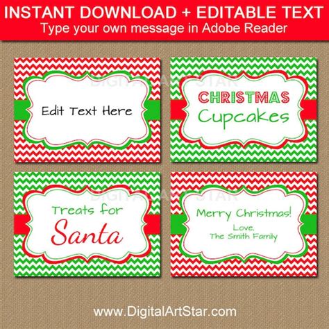 Holiday Party Food Labels Christmas Food Labels Printable Food Label