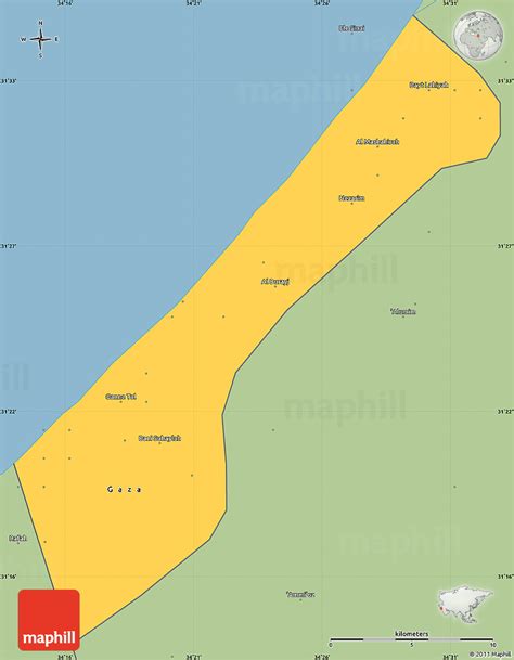 Savanna Style Simple Map Of Gaza Strip