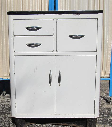 Set of 5 metal vintage french enamel kitchen canisters, circa 1920's (5). Reserved Metal Kitchen Cabinet with Enamel Top, Mid ...