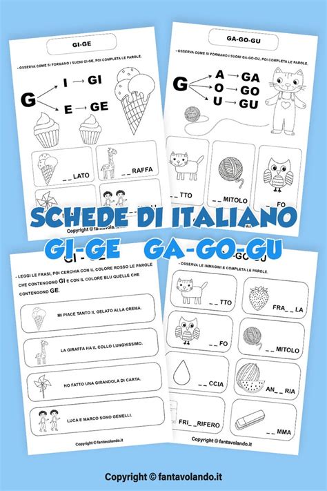 Schede Didattiche Di Italiano Gi Ge Ga Go Gu Schede Didattiche