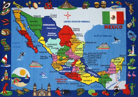 Large Detailed Tourist Illustrated Map Of Mexico Mexico Large Detailed