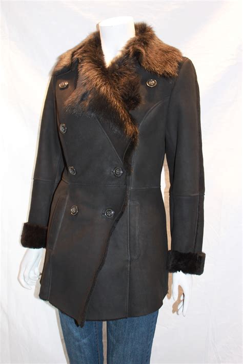 Ladies Shearling Sheepskin Coat With Toscana Collar Available In Charcoal Black Radford
