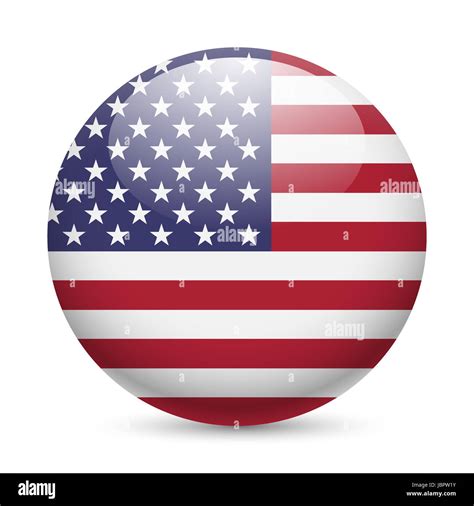 Flag Of Usa As Round Glossy Icon Button With American Flag Stock Photo