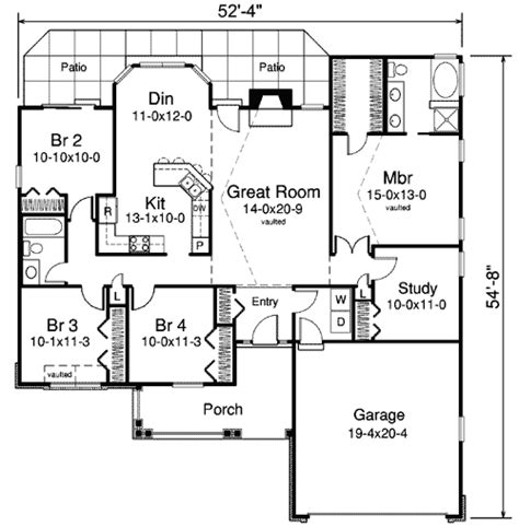 Stylish Four Bedroom Ranch Home Plan Plus Study 57133ha