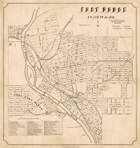 Map Of Fort Dodge Iowa From 1896 By Frank Easleyit Shows Streets