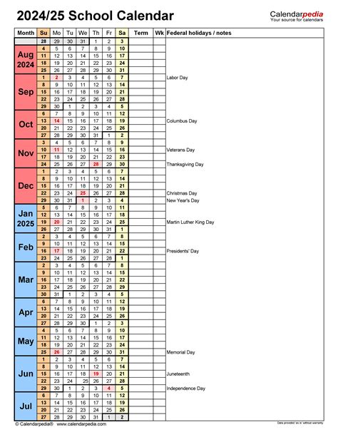 School Calendars 20242025 Free Printable Pdf Templates