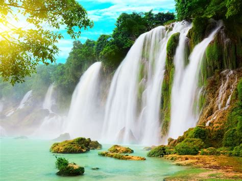 Ba Bể Lake And Ban Gioc Waterfall North Hanoi Desktop Wallpaper Hd 2800x800