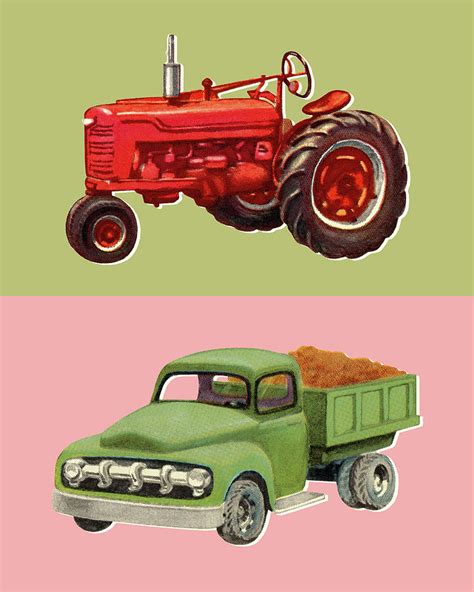 Tractor And Pickup Truck Drawing By Csa Images Fine Art America