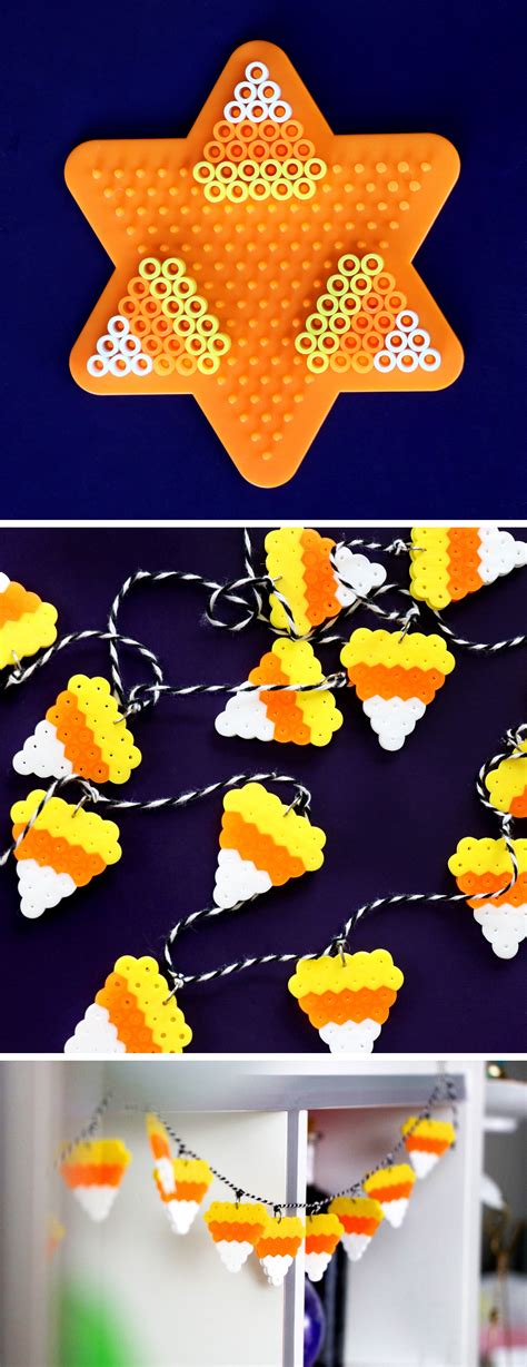 Halloween DIYs to Make When You’re Bored - DIY Candy Corn Perler Bead