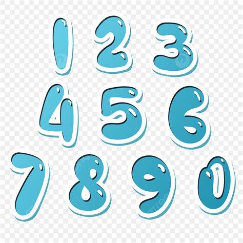 3d 1 A 10 Conjunto De Números Png Dibujos Fuente Azul 3d Azul