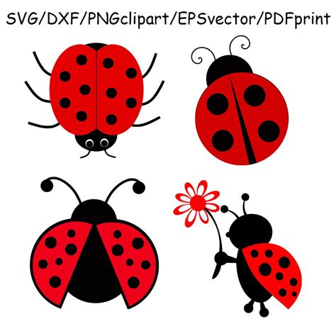 Ladybug Svg Ladybug Dxf Ladybug Clipart Cut File Cricut Silhouette Cameo Vector Printable