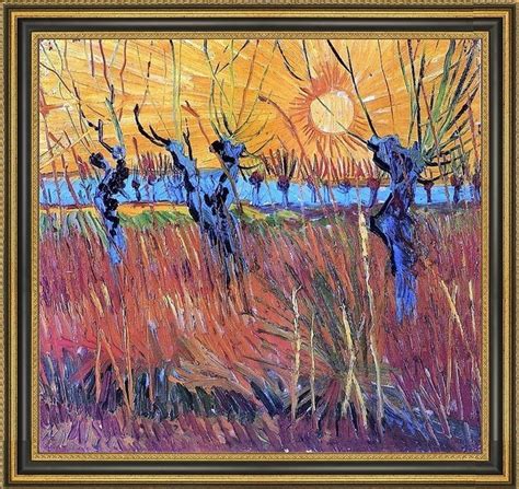 Vincent Van Gogh Willows At Sunset Framed Canvas Print Traditional