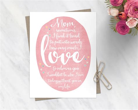Sweet Mothers Day Card Heartfelt Mothers Day Card For Etsy