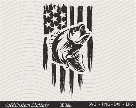 American Flag With Fish Fishing Svg Americana Svg American Flag Svg