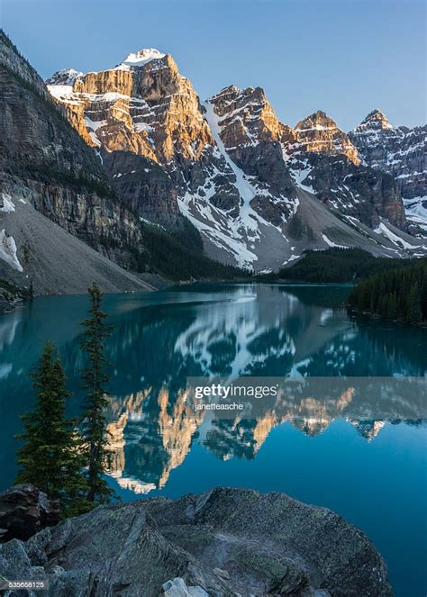 Canada Alberta Banff National Park Moraine Lake Sunset High Res Stock