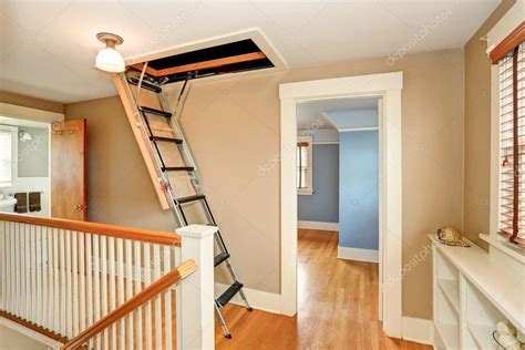 Hallway Interior With Folding Attic Ladder — Stock Photo © Iriana88w