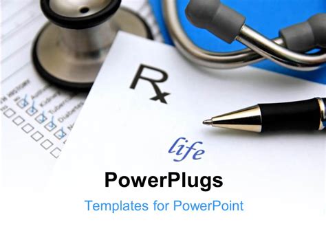Powerpoint Template Pharmacy Symbol With Ballpoint Pen And Stethoscope